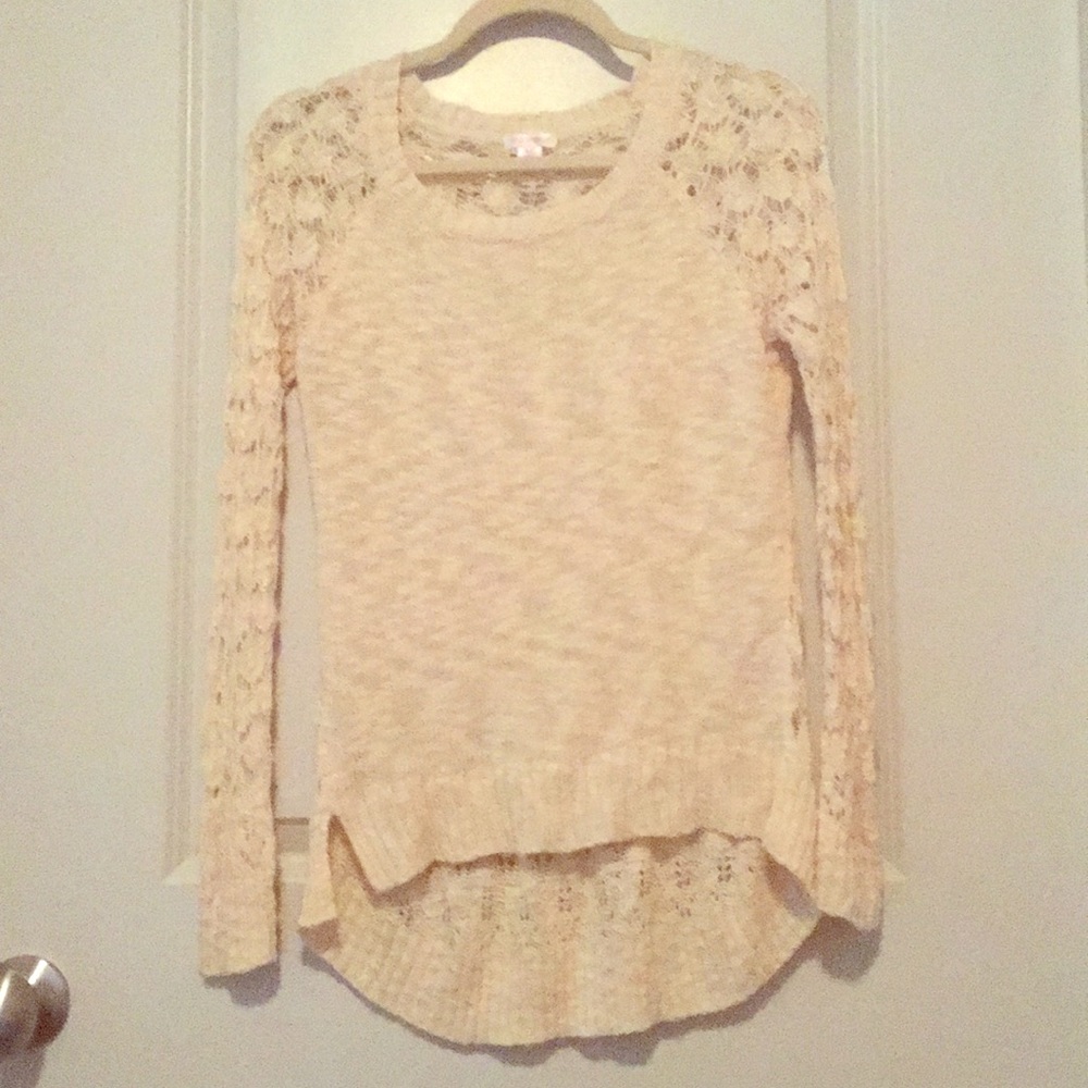 Xhilaration Cream Lace Back Sweater